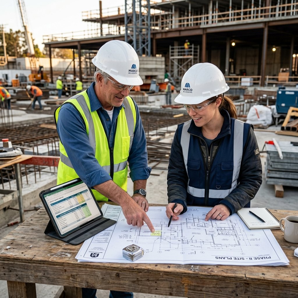 Professionals reviewing value engineering data