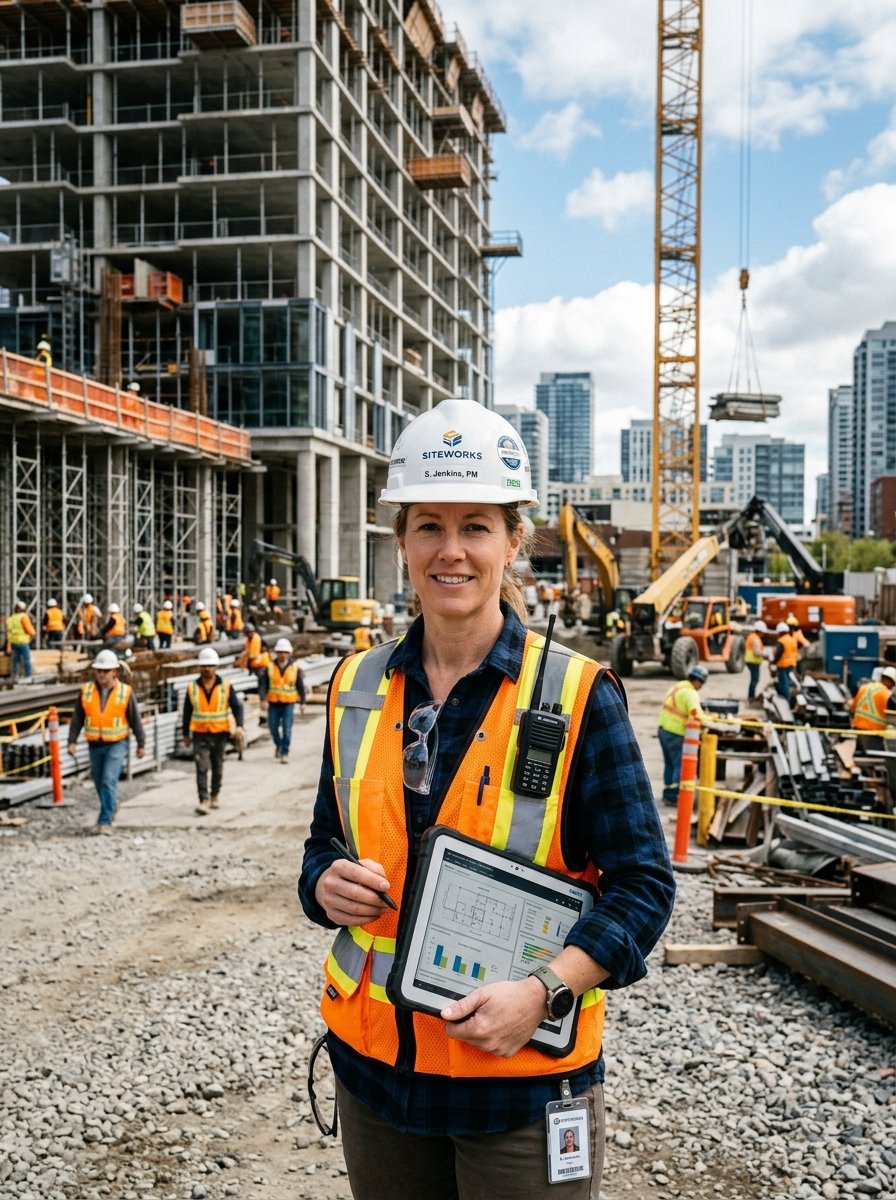 Contractor managing a job site
