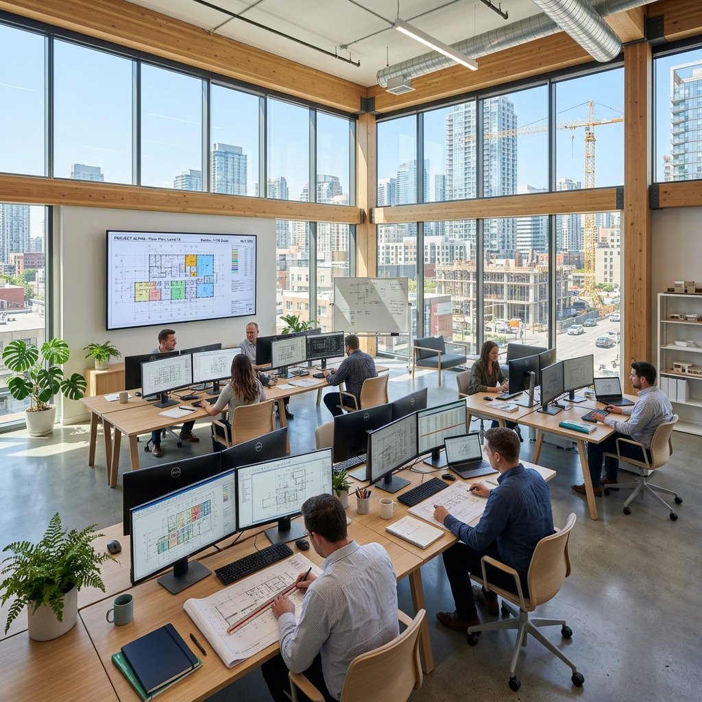 Modern construction estimating office
